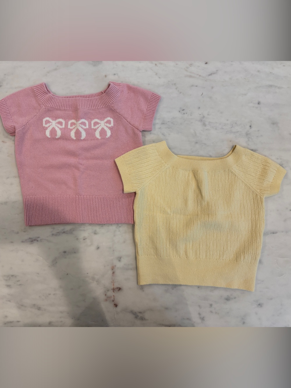 Girls' Abercrombie Kids Knit Short-Sleeve Top bundle - Pink & Yellow (size 9/10)